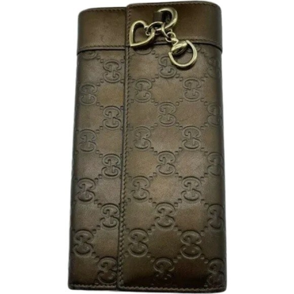 Gucci Wallet Purse Long Wallet Guccissima Brown Gold - Picture 3 of 6